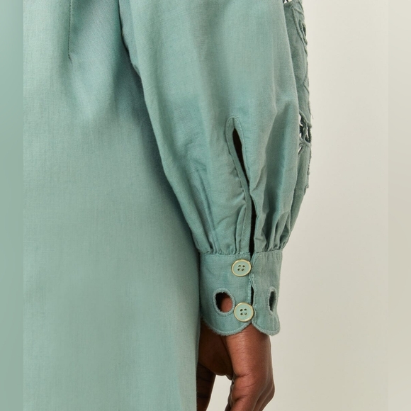 NWOT FARM RIO | $360 Broderie Anglaise Linen Blend Maxi Dress - Picture 8 of 11